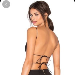 Lisakai Tank in Black featuring open back bow tie